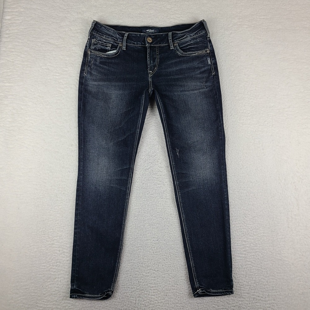Silver Jeans Womens 33x29 Blue Suki Skinny Dark Wash Denim